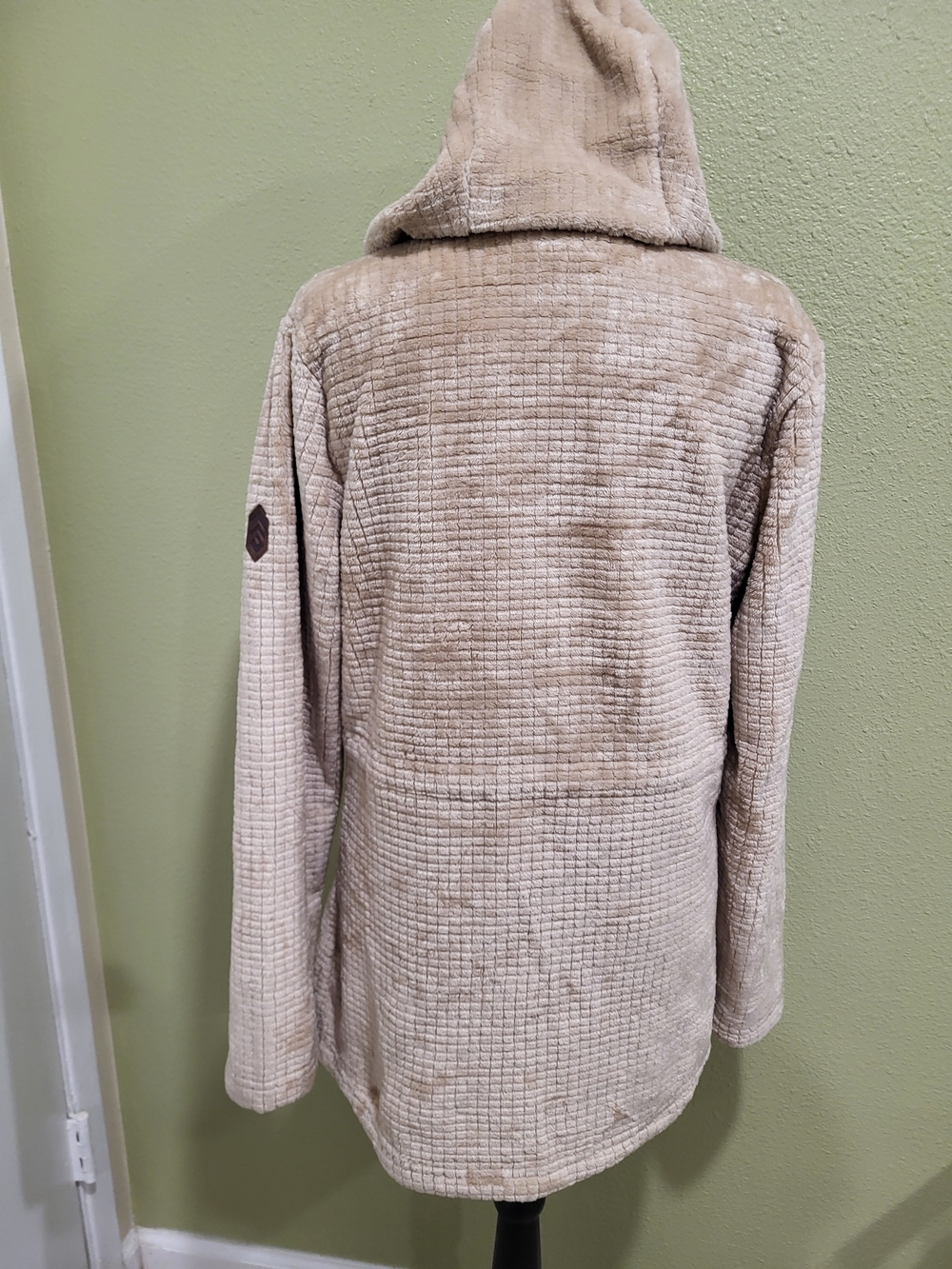 Free Country Women's Grid Butter Pile Anorak Beige Hooded Jacket Size Small. - Picture 4 of 6